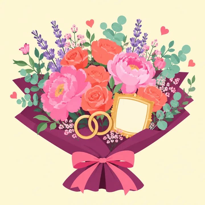 Anniversary digital bouquet gift illustration