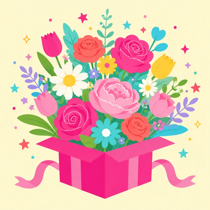 Just Because digital bouquet gift illustration