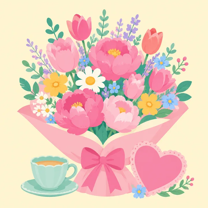Mother's Day digital bouquet gift illustration
