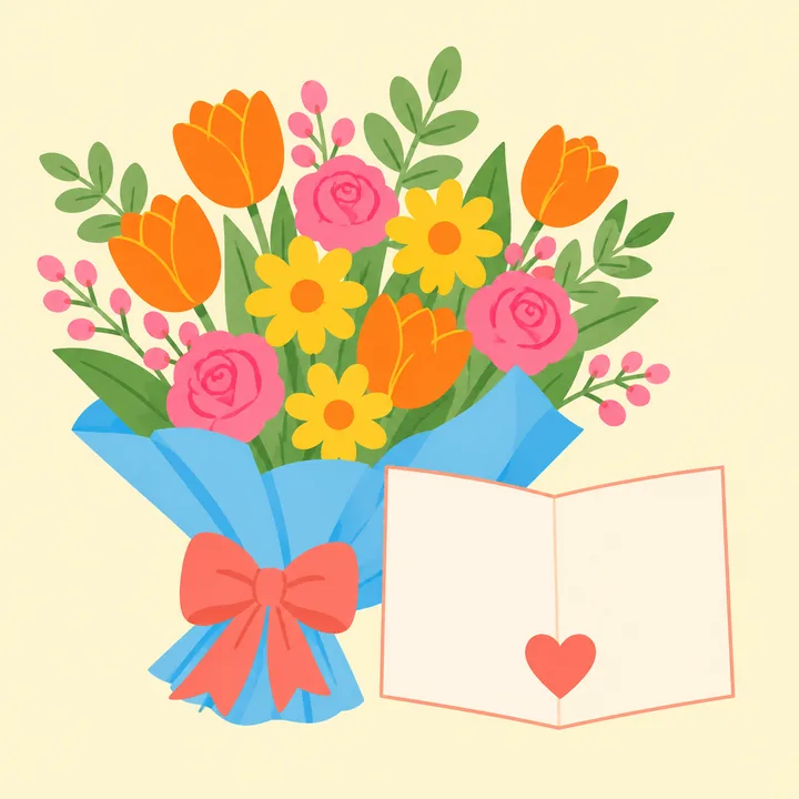 Thank You digital bouquet gift illustration
